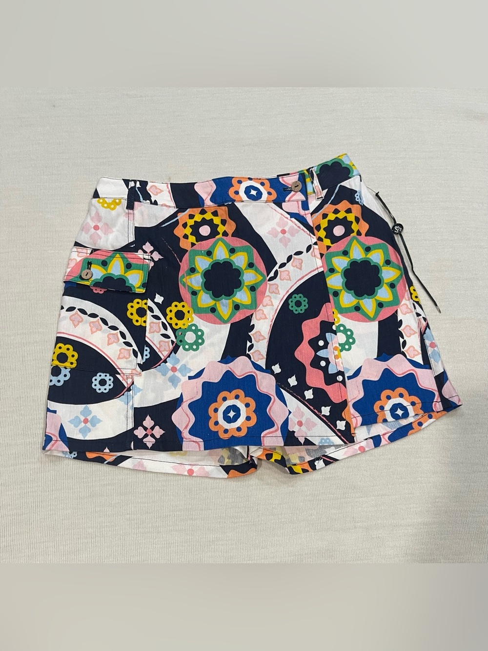 Charlie B Tiles Printed Linen Blend Wrap Skort Size 6 NWOT